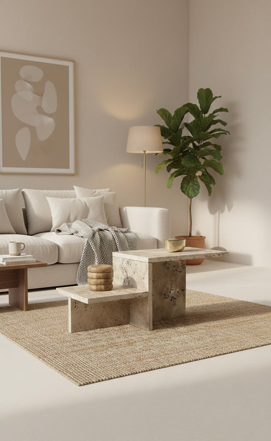 ARCHA TABLE – Skulpturaler Couchtisch aus Fliesenstein