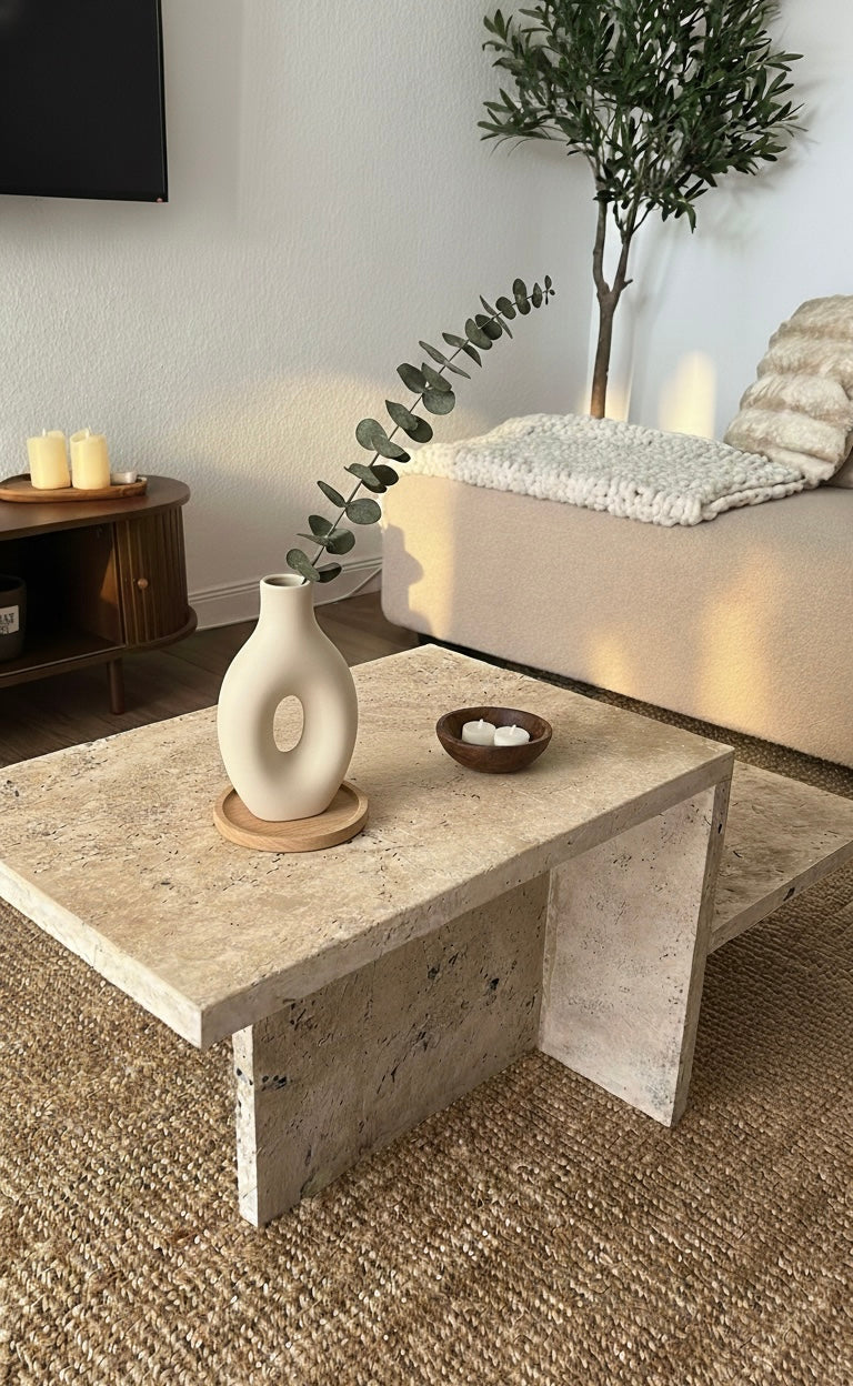 ARCHA TABLE – Skulpturaler Couchtisch aus Fliesenstein
