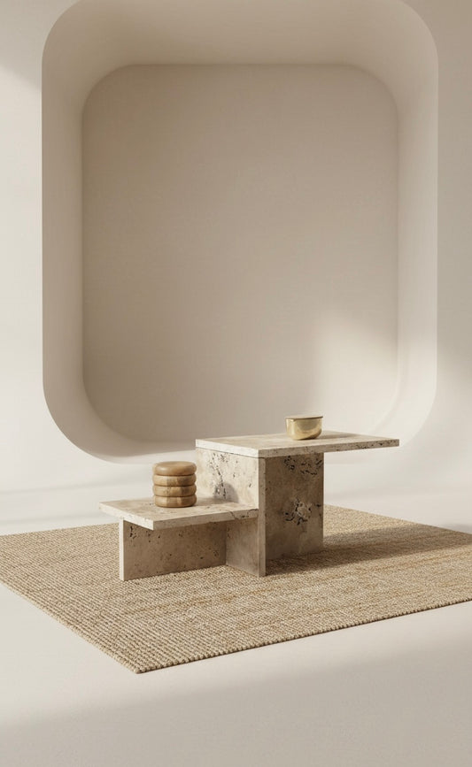 ARCHA TABLE – Skulpturaler Couchtisch aus Fliesenstein